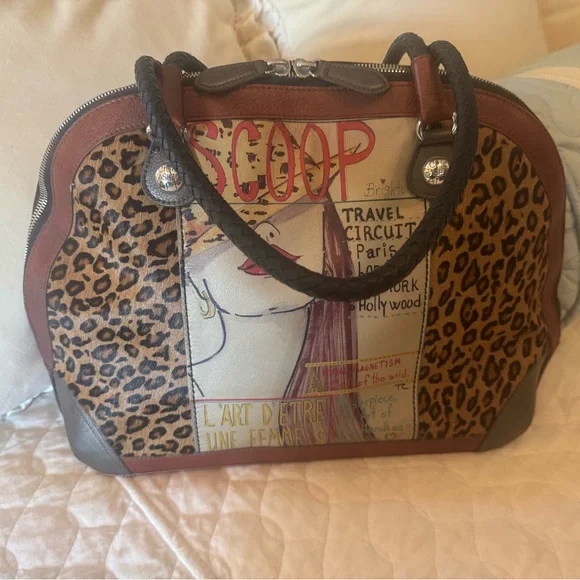 Brighton Fashionista Leopard Print Women's Bowler Bag. Like new - Picture 2 of 4